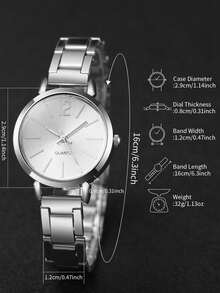 4-Pack Silver Men's Women's Couple Watch Set - Classic Business Casual Style, Simple Design, Suitable For Gift Giving, School Supplies, Halloween And Christmas Decorations, Gift Watch Set | Elegant Clock Set | Polished Surface, Valentine's Day Gift - Silver - View 7