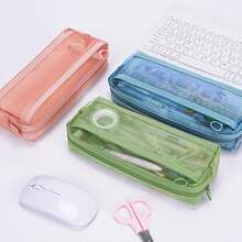 1pc Large Capacity Transparent Stationery Bag, Minimalist Mesh Pencil Case, Student Exam Pencil Pouch, High Aesthetic Children Pencil Box, Suitable For Various Occasions Like Valentine's Day, Carnival, Children's Day, Christmas, Birthday Gift - Multicolor - View 7