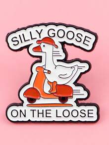 1PC Silly Goose Enamel Pin Animal Metal Brooches Lapel Pins For Clothing Badges On Backpack Fashion Jewelry Accessories Gifts - Multicolor - View 2