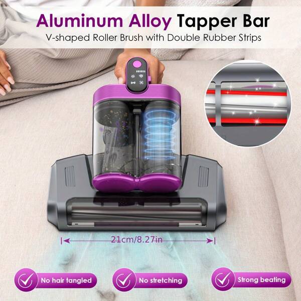 مكنسة كهربائية لاسلكية, يدوية محمولة ذات كوبين للغبار وفرشاة دوارة، تستخدم للمنزل، معقمة وتزيل حشرات المراتب، شفط قوي