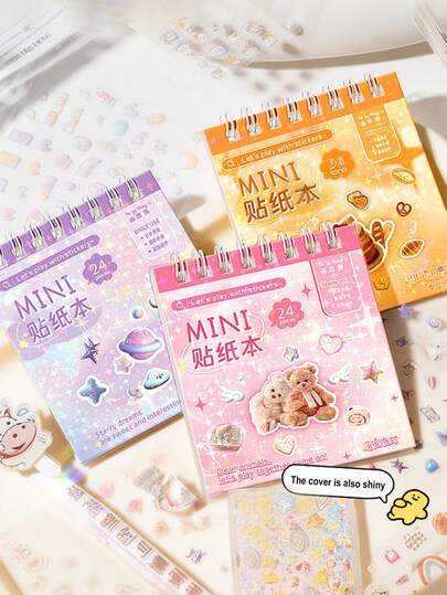 1 Pc Mini Sticker Book For Journaling ,Cute Nail Stickers, Waterproof DIY Decoration (Transparent Kawaii Patterns) ,Ins Style Scrapbooking Supplies For Girls, Phone Case And DIY Craft.