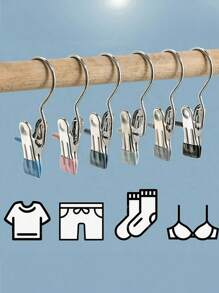 40 pièces Pinces à linge portatives en acier inoxydable avec crochets - Pinces de suspension multifonctionnelles pour la lessive, l'organisation de la penderie, les costumes de vacances et la maison. Pince à crochet unique multifonctionnelle pour pantalons, jupes, séchage. Pince à crochet résistant au vent, organisateur gain de place pour la chambre à coucher, le placard, la penderie, la maison, le dortoir