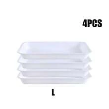 4pcs Extra Large Plastic Trays - Rectangular Food Serving And Organizing Trays, Stackable Durable Plastic Storage Trays For Home, Cafe, Restaurant, Outdoor - Holds Food, Bread, Grill Dishes - White - View 12