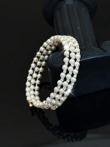 1pc Multi-Layer Faux Pearl & Rhinestone Decor Bracelet