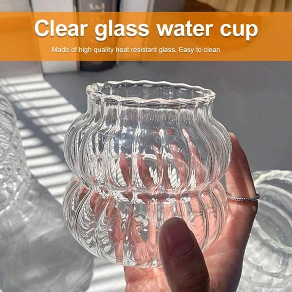 Ribbed Glass Cocktail Glasses Nordic Style Vertical Grain Strip Glass Water Cup Transparent Juice Cold Drink Cup