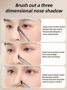 2 Pieces Nose Shadow Brush, Highlight Brush, Eyeliner Brush, Blending Brush, Contour Brush, Angled Eye Shadow Brush Makeup Brush Set, Brightening Highlight Brush, Oblique Nose Root Nose Brush, Side Shadow Brush, Contour Brush