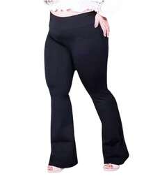 Flare Leggings Plus Size Bell Bottom Thick Ballerina Zero Transparency High Waist - 黑色 - 查看 1