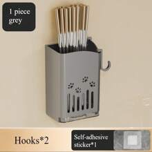 Kitchen Chopsticks Holder, No-Drill Wall-Mounted Utensil Storage Rack, Home Water-Draining Knife And Fork Storage Box, Chopsticks Holder Cooking Tool Storage Cylinder., Kitchen Storage Utensils, Room Decoration, Suitable For Kitchen, Restaurant, Party, Camping, Outdoor, Gathering, Gift For Friends, Family Gift, Back To School Supplies