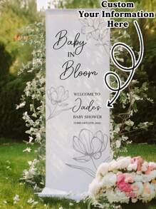 Individuell bedruckter Stoffhintergrund, geeignet für Dusche oder Geburtstagsparty Dekoration, Stoffbegrüßungsschild, personalisiertes Hochzeit Willkommensschild, minimalistischer Stil Schild, Hochzeit Willkommensbanner, moderne Hochzeit Willkommen Kulisse, Abschlussgeschenk, personalisierte Abschlussdekoration, Abschlussschild