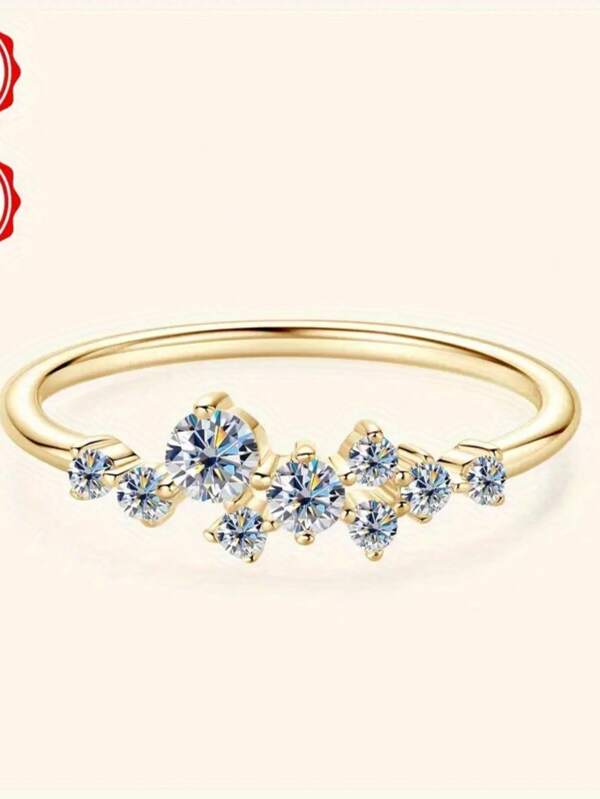 [1pc Moissanite 925 Silver Ring] 925 Pure Silver Wedding Ring, Simple & Elegant Design, Fashion Ladies Engagement Ring, Low Allergy Daily Wear Jewelry, Suitable For Anniversary, Holiday Gifts (Contains Approximately 3g Silver)