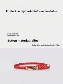 1 件细腰带，韩版时尚女士结饰编织细腰带，糖果色简约个性扣细腰带秋季，秋季，万圣节