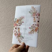 NIEWSPECIAL 20pcs Purple/Pink/Blue/Orange Watercolor Flower With Leaves Parchment Paper, Suitable For 5x7 Inch Wedding Invitations, DIY Invitations, Parchment Envelopes, Custom Invitations, Summer Birthday Gifts, Beach, Back To School Supplies, Room Decor - Orange - View 4