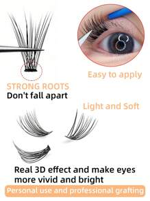 60 Clusters 3 Rows D Curl 20D Lash Clusters Synthetic Faux Mink Eyelashes Individual Lashes, Fluffy Mega Volume Eyelash Extensions 8 10 12 14 16mm DIY Eyelash Clusters At Home Natural Eyelash Extension 3D Russian Strip Personal Eyelash Makeup Tool
