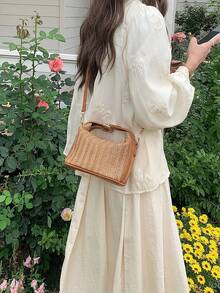 2024 New Casual & Fashionable Straw Shoulder Bag, Straw Crossbody Bag, Straw Handbag, Straw Bag - Brown - View 3