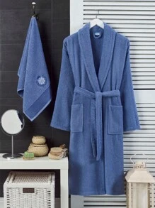 Peignoir femme moelleux, peignoir homme avec capuche en éponge de terrycloth, unisexe, peignoir de sauna femme avec ceinture longue S/M - L/XL