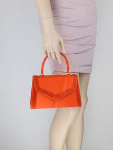 Girly Handbags Womens Satin Sparkly Clutch Bag - Orange - View 6