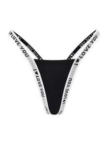 Quần lót dây chữ G Bikini thoáng khí trang trí chữ cái cho nữ, gợi cảm - màu đen - Xem 3