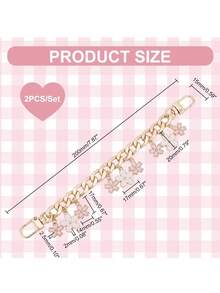 2 件钱包链带替换 7.9 英寸短链带珐琅花朵饰物钱包手柄延长器装饰包链金色链条适用于钱包手提包钱包斜挎包单肩包 - 彩色 - 查看 3