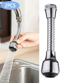 2 piezas Extensor de grifo giratorio a 360° con 2 modos - talla grande largo, giratorio, boquilla a prueba de salpicaduras ¡para un ahorro de agua mejorado en la cocina!