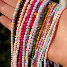 Miçangas Mistas de Conchas Redondas Naturais nas Cores Rosa Pastel, Roxo e Azul de 3mm, Acessórios de Joalheria DIY para Pulseiras, Colares e Brincos
