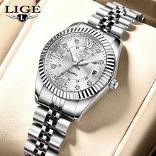 LIGE时尚女士商务休闲手表防水小巧精致石英表优雅日常佩戴日历日期手表赠送朋友和女朋友节日礼物 - 銀色 - 查看 1