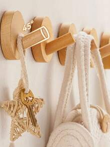1pc Wood Round Wall Hook, No Drill Needed. Round Wooden Hook, Wood Wall Mounted Hook Rack For Clothes, Towels, Home Decor Rustic