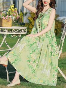 New Summer Casual Printed Elegant Mid-Length Women Dress