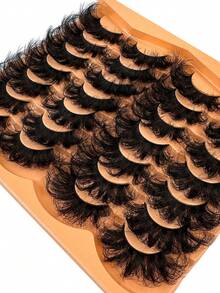 14 Pairs Thick Natural Looking Soft Fluffy 3D False Eyelashes Russian Curl Multi-Layer Dramatic Messy Mink Eyelashes Smart Full Eyelash Strips Lengthening, Reusable - 濃密款 - 查看 4