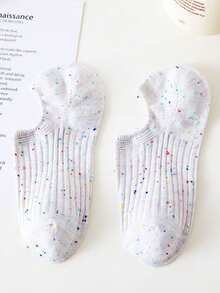 1/3/7 Pairs Women's Candy Color Ankle Socks, Summer Boat Socks, No Show Socks Thin Low-Cut Low Vamp, Personalized Star Dot Mesh Socks, Non-Slip, Suitable For All Seasons, Mix & Match Colors - Multicolor - View 6