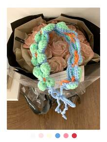 1pc Floral Crochet Knitted Headband, Spring & Summer Ins Style Decorative Headband, Handmade Woven Contrast Color Retro Floral Hair Band, Sweet Knitted Headscarf,Hair Accessories,Turban Headband, Hairband