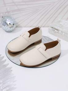 1 Pair Girls/Boys Adjustable Strap Flat Ballet Shoes, Round Toe, TPR Non-Slip Sole, Comfortable & Lightweight, Suitable For 5-14 Years Old Kids, School, Party And Formal Occasions - Beige - View 5