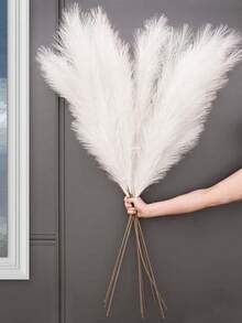 4Pcs Faux Pampas Grass,Set Of 4 Stems Large 43''/110CM Tall Artificial Pampas Grass Fake Pampas Floral Artificial Pampas Grass Branches Plants For Home Kitchen Boho Decor For Wedding Decoration, Valentine'S Day Decor, Birthday Decor, Anniversary Decor, Holiday Decor, Graduation Decoration, Party Decor Supplies - 白色 - 查看 9