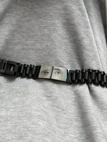 Pulsera personalizada para hombre con diseño de ojo grabado por láser, pulsera con foto de ojo personalizada, pulsera de pareja con foto de ojo grabada por láser, pulsera de ojo para novio, pulsera de pareja de 10 mm/15 mm grabada por láser, pulsera de identificación de foto grabada en acero inoxidable para hombres y mujeres, pulsera personalizada para hombre con foto de ojo de novia grabada - Negro - Ver 3