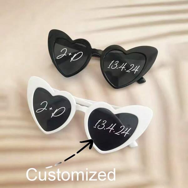 für Braut auf Strandhochzeit, personalisiertes Junggesellinnenabschied Geschenk für Brautjungfern, individualisierte Herzform Mode Brille für Braut Gruppe