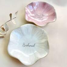 1/5pcs Customizable Ceramic Flower Plaque, Personalized Laser Engraved, Multi-Functional Desktop Decor, Suitable For Bridesmaid Gift, Engagement, Wedding Celebration, Graduation, Birthday, Holiday And Party Favor, Valentine's Day Gift, Jewelry Tray