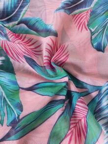 Fashionable And Sexy New Solid Color Lace-Up Micro Triangle Bikini Top, Plant Printed High-Cut Triangle Bikini Bottom And Long Skirt 3 Piece Swimsuit Set For Women - Coral Pink - View 6