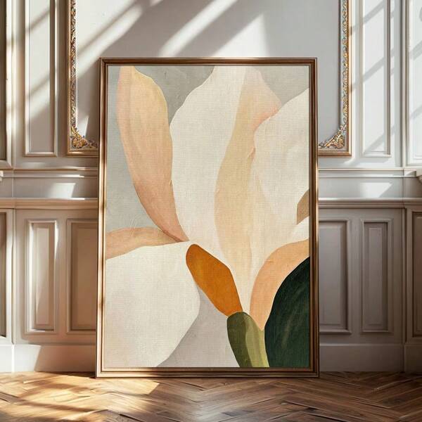 1 pieza Impresión de arte de pared floral de estilo bohemio sin marco, póster vintage estampado en lienzo, arte contemporáneo abstracto de mitad de siglo, decoración botánica floral estética, pintura rústica para dormitorio, apartamento, sala de estar, dormitorio, decoración moderna del hogar