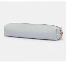 INS Minimalist PU Leather Stationery Pencil Pouch, Multi-Functional Cute Student Cosmetic Makeup Brush Storage Bag, Japanese Style Design For Girls