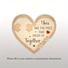 1PC Customized Content, Personalized Mom Puzzle Heart Sign, Gifts For Mom, Mother's Day Selection, Mother's Day Gifts Laser Cut Files, Wood Craftsmanship, Delicate Small Ornaments Personalized Mother's Day Puzzle Sign - Black - View 8