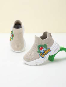 Infant Toddler Fun Shark Print Breathable Non-Slip Athletic Shoes, All Season Wear - Beige - View 5