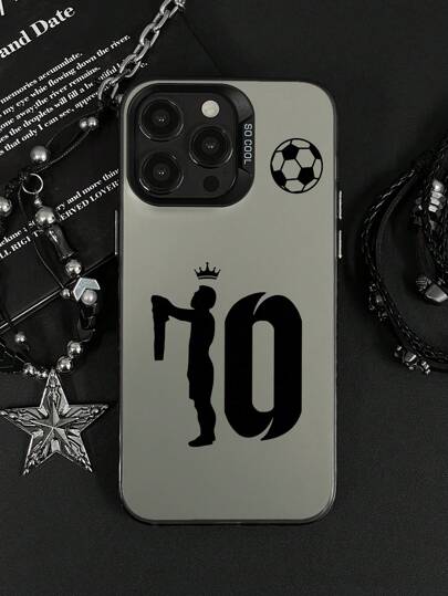 Soccer 1pc Champion No.10 Print European & American Style 2D Number Drawing Pattern Shockproof Mobile Phone Case, Suitable Compatible With Apple IPhone11/12/13/14/15/16/16PRO/16PROMAX, GalaxyA05/A15/A25/A35/A53/A54/A55/S23/S24