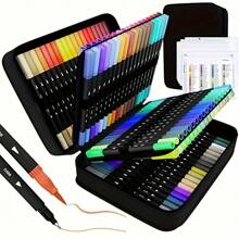 60 Colors (CD Packaging)Dual Brush Painting Watercolor Pens& Art Markers Set , Art Special Hook Line Pen Set , Plastic Material, Flexible Brush & Fine Tip, For Adult Coloring, Sketching, Stationery,Christmas & Halloween&Easter Gifts, School Supplies,Back To School
