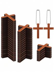 10/5/3pcs Retro Wooden Cross Key Chain, Suitable For Religious Activities Gifts, Gifts For Believers And Gift Fillers, Crafts, Easter, First Holy Communion And Holiday Birthday Gifts