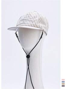 1 pieza Gorra tipo snapback de secado rápido con rayas y cuadros, top suave, para mujer primavera/verano, delgada y transpirable, con protección solar para uso en exteriores y estilo callejero, sombrero ajustable unisex para viajes al aire libre y sombreado solar de verano