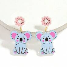 1 Cặp bông tai thả nhẹ hình mèo hoạt hình bằng acrylic dễ thương, kỳ lân, gà, bò, chó xù, thích hợp cho phụ nữ đeo hàng ngày hoặc làm quà tặng - Hoa tai động vật - Xem 10