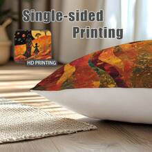 4pcs African Art Sunset Life African Women Printed Throw Pillow Covers [No Pillow Insert], 17.7*17.7in(45*45cm), [Single-Sided Printing] Farmhouse Rural Landscape Polyester Decorative Cushion Covers, For Sofa, Bed, Living Room, Bedroom, Car, Office, Hotel Decor, All Seasons Perfect Gift For Family & Friends