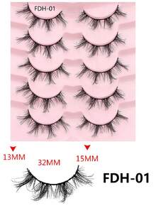 5 Pairs 3D Cat Eye Elongating Oblique Eyelashes, Reusable Natural Eye Makeup, Cross Design Natural Thick Curly Fluffy Multi-Layer Soft Lightweight Fox Eye Synthetic Eyelashes, Suitable For Daily Wear And Dates