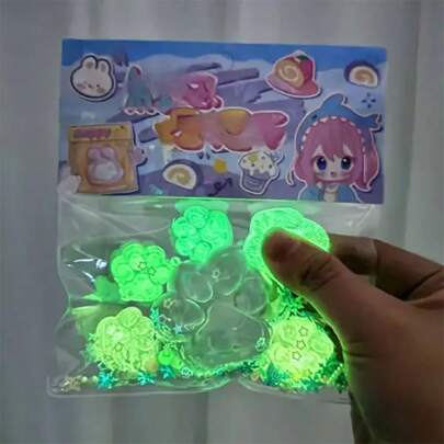 1pc Glow In The Dark Cat Claw Squeeze Toy, Transparent Mini Relaxing Claw, Random Color Mini Cat Paw, Suitable As Christmas Party Gift And Birthday Present - Multicolor, 5+1, Squeeze Toy