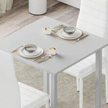 Dining Table And Chairs Set 2/4, Square Kitchen Table Modern Chairs For Dining Room Kitchen - Dining Table With 2 White Chairs - View 5