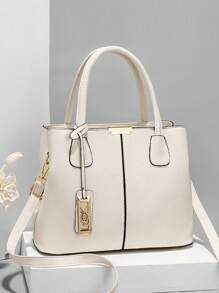 Minimalist Solid Color Women Handbag, Elegant Ladies Dual Handle Shoulder Tote Bag, Fashion Female Work Bag Crossbody Commuter Bag, Pendant Decor Classic Top Handle Shoulder Bag, Mother's Day Gift Suitable For Business Trip/Commute/Work/Office